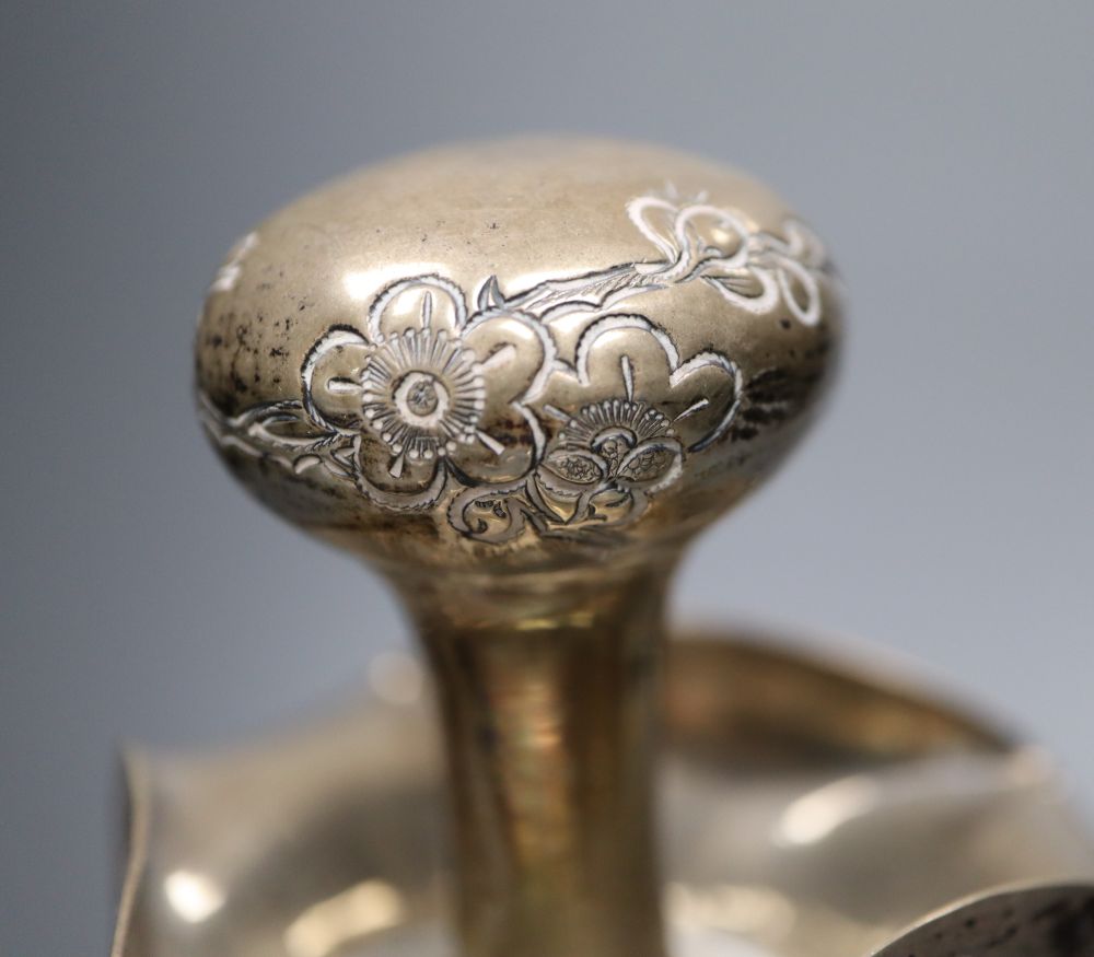 A Hong Kong sterling mounted Haigs bottle decanter and stopper, overall 26cm.